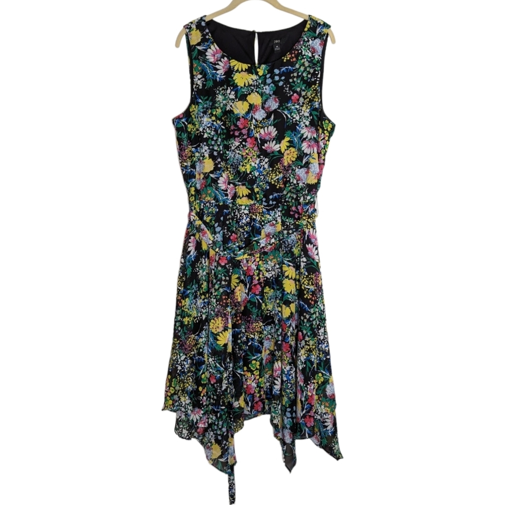 Vintage JBS Floral‎ Sleeveless Dress with Handkerchief Hem Size 16